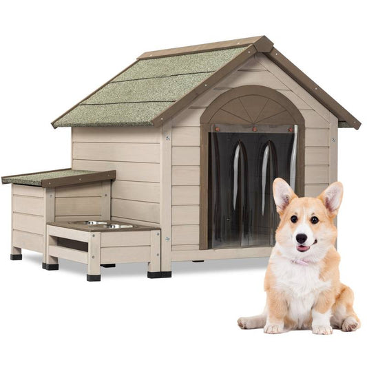 Cozy Canine Cottage with Feeding Station & Storage