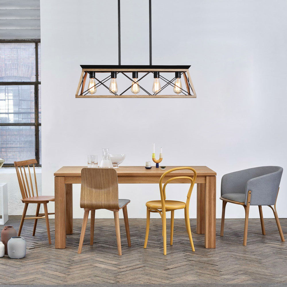 Rustic Oak 5-Light Dining Chandelier