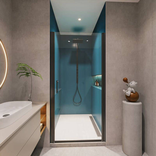 Universal Pivot Shower Door - Easy Open with Tempered Glass