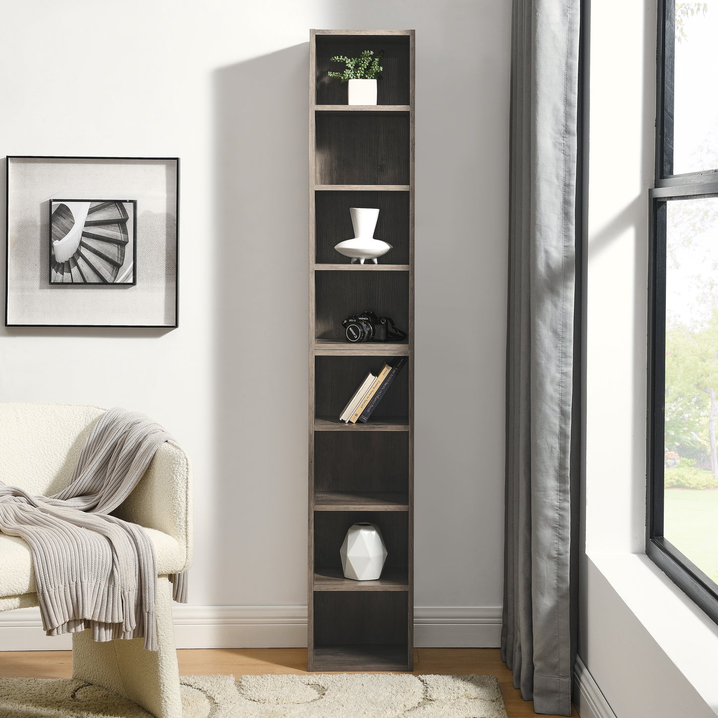 Slim Media Tower - Tall Storage for CDs, DVDs & Books