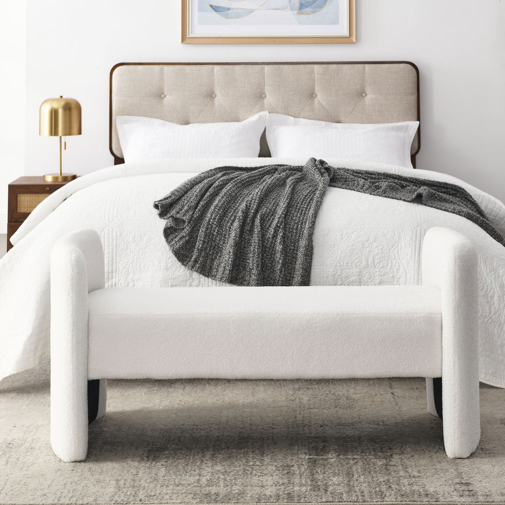 Cozy Ivory Storage Bench for Bedroom or Living Room