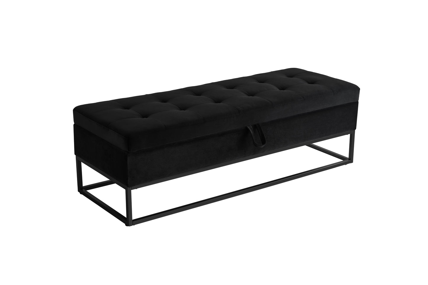 Velvet Storage Bench with Metal Base