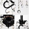 Radiant Vintage Crystal Chandelier - Matte Black & Gold Elegance