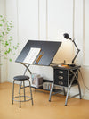 Sleek Drawing Desk with Stool