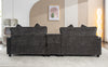 Cozy Black Chenille Sectional Sofa with Ottomans and USB Ports