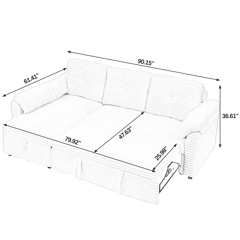 Cozy Convertible Corduroy Sectional Sofa with Storage and Recline