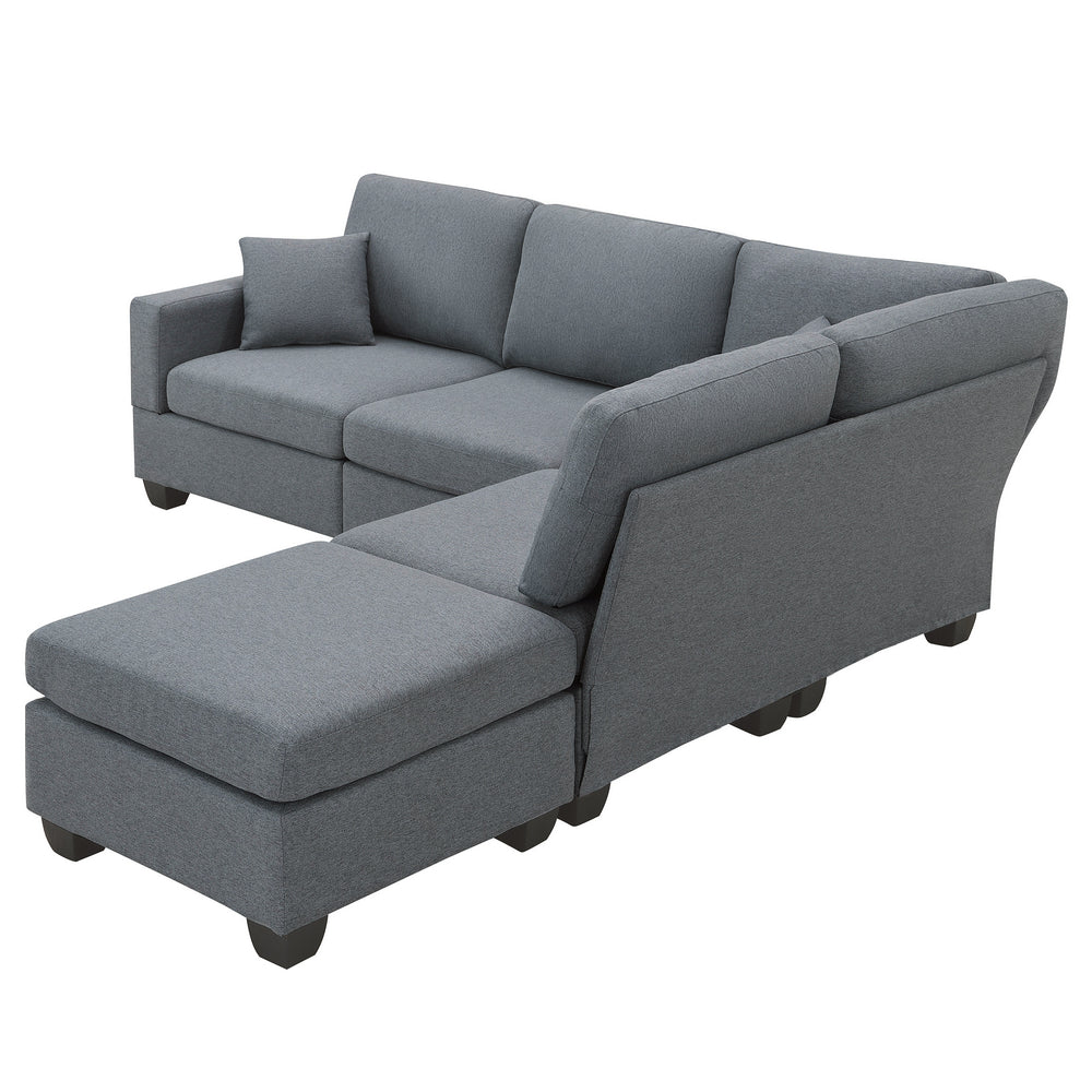 Stylish Modular Sectional Sofa with Convertible Ottoman