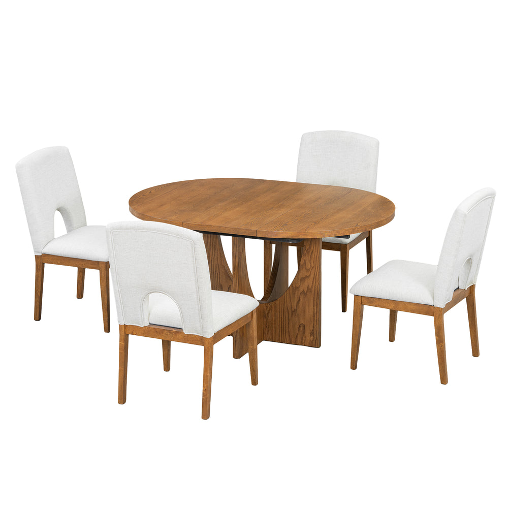 Cozy Walnut Dining Set with Extendable Table