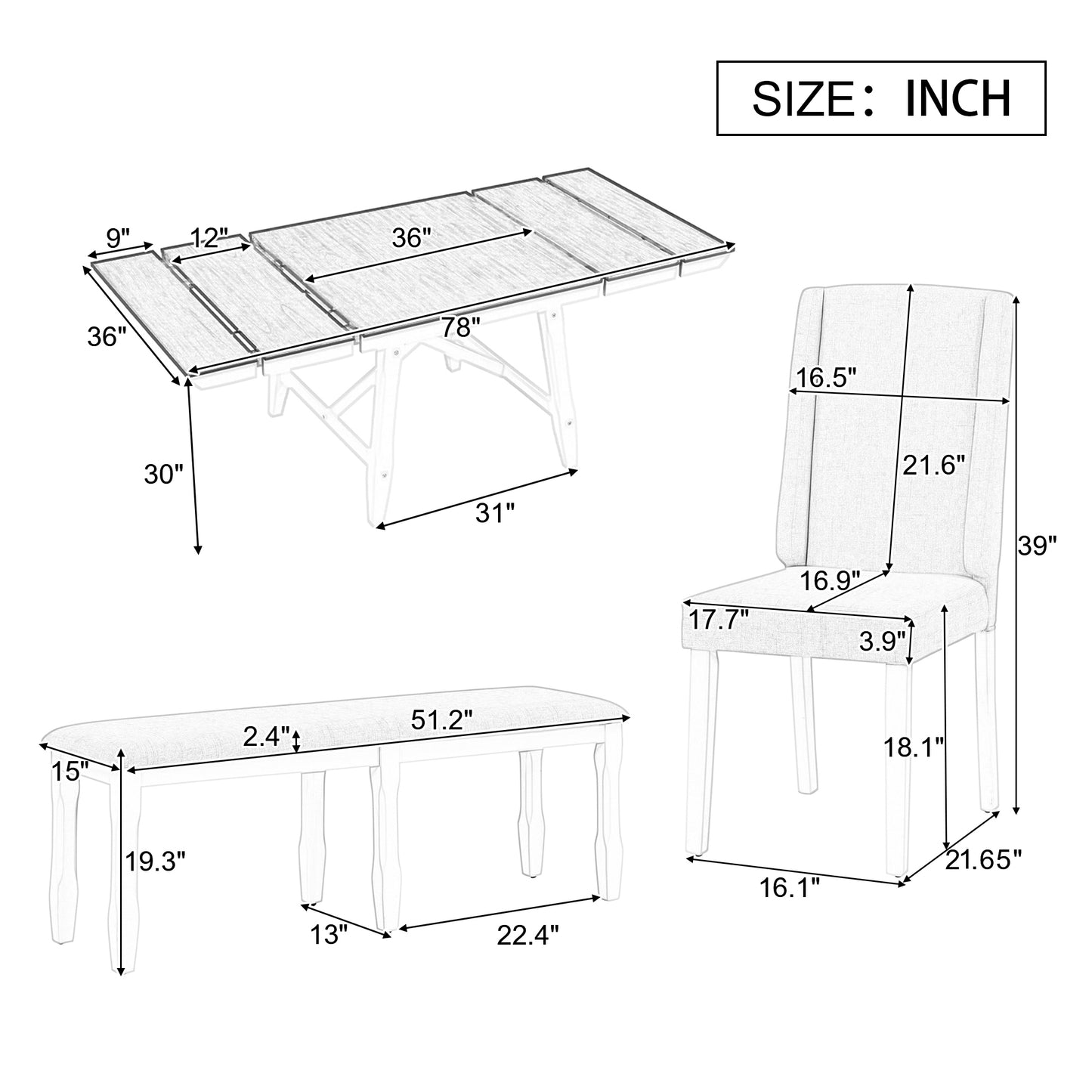 Versatile Dining Set with Extendable Table and Cozy Seating