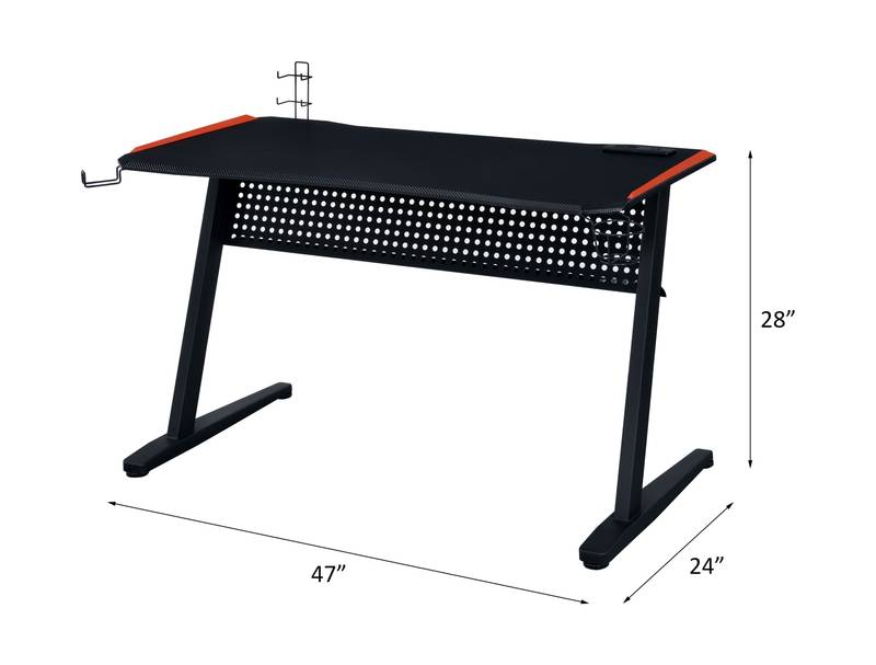 ACME Dragon Gaming Table with USB Hub - Black & Red