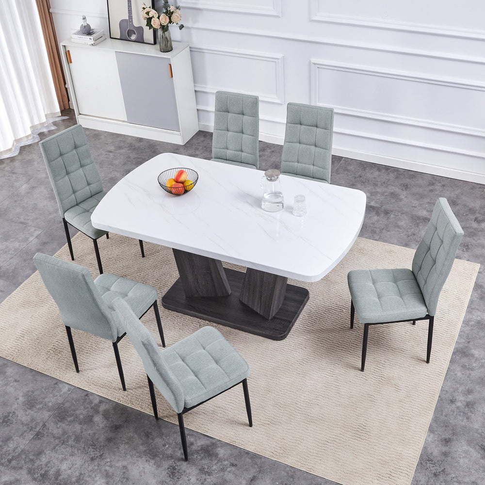 Chic Marble Dining Set for Six