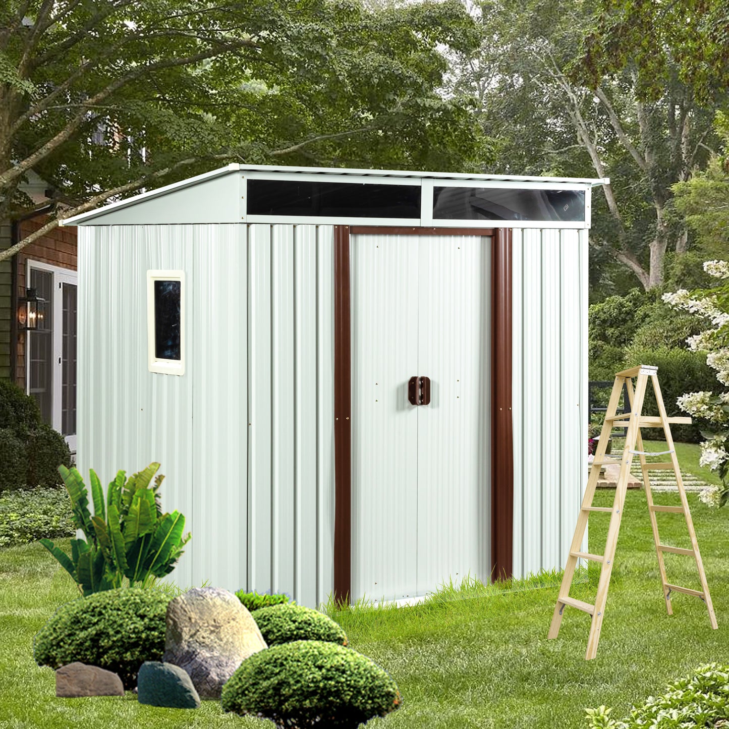 Bright Outdoor Metal Shed with Window