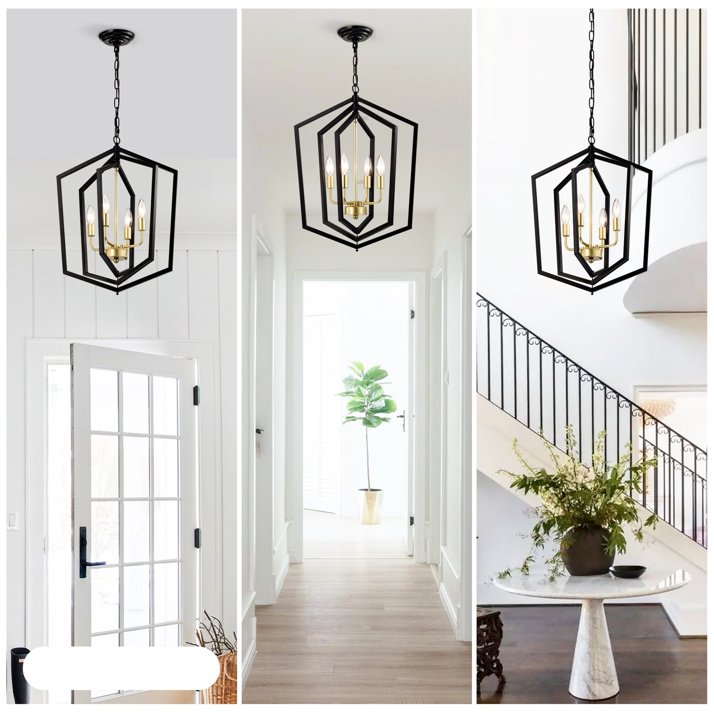 Sleek Black and Gold Chandelier for Stylish Spaces