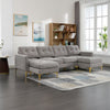 Cozy L-Shaped Sectional Sofa with Movable Ottoman - Light Grey