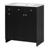 Sleek Black Vanity with Ceramic Sink & Ample Storage