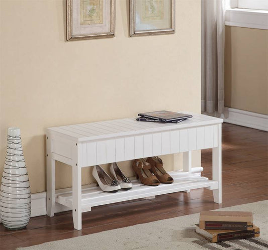 Chic White Wooden Shoe Bench with Storage