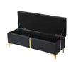 Chic Black Storage Ottoman with Metal Legs