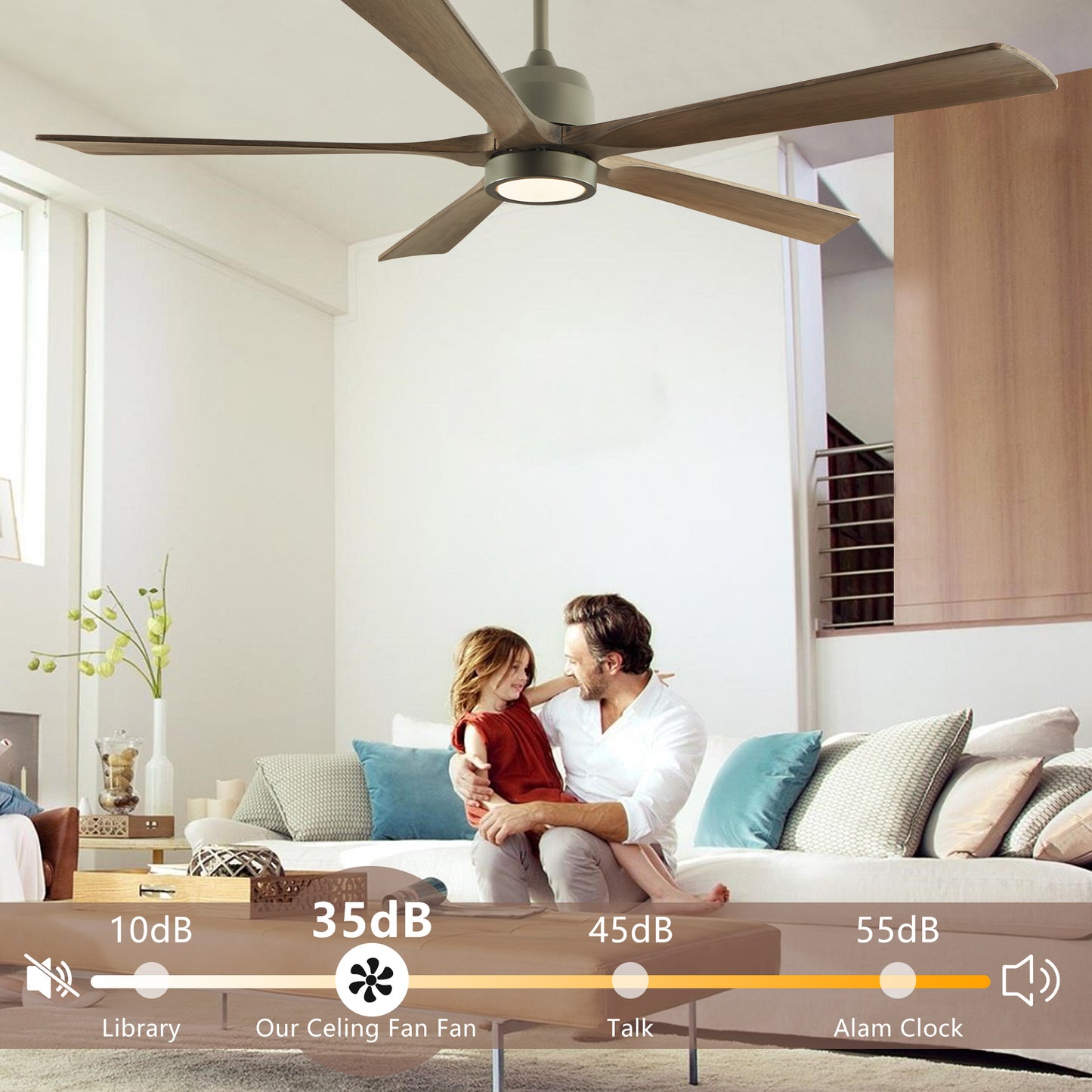 Sleek Wood Ceiling Fan with Light & Remote Control