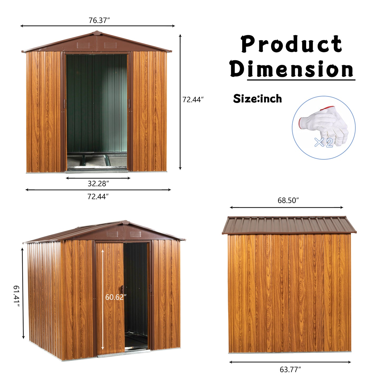 Woodgrain Charm Metal Shed