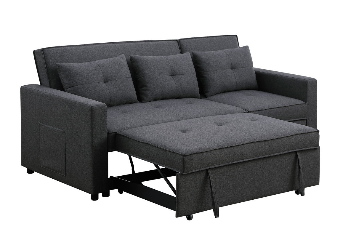 Cozy Gray Sleeper Sofa with Handy Pocket