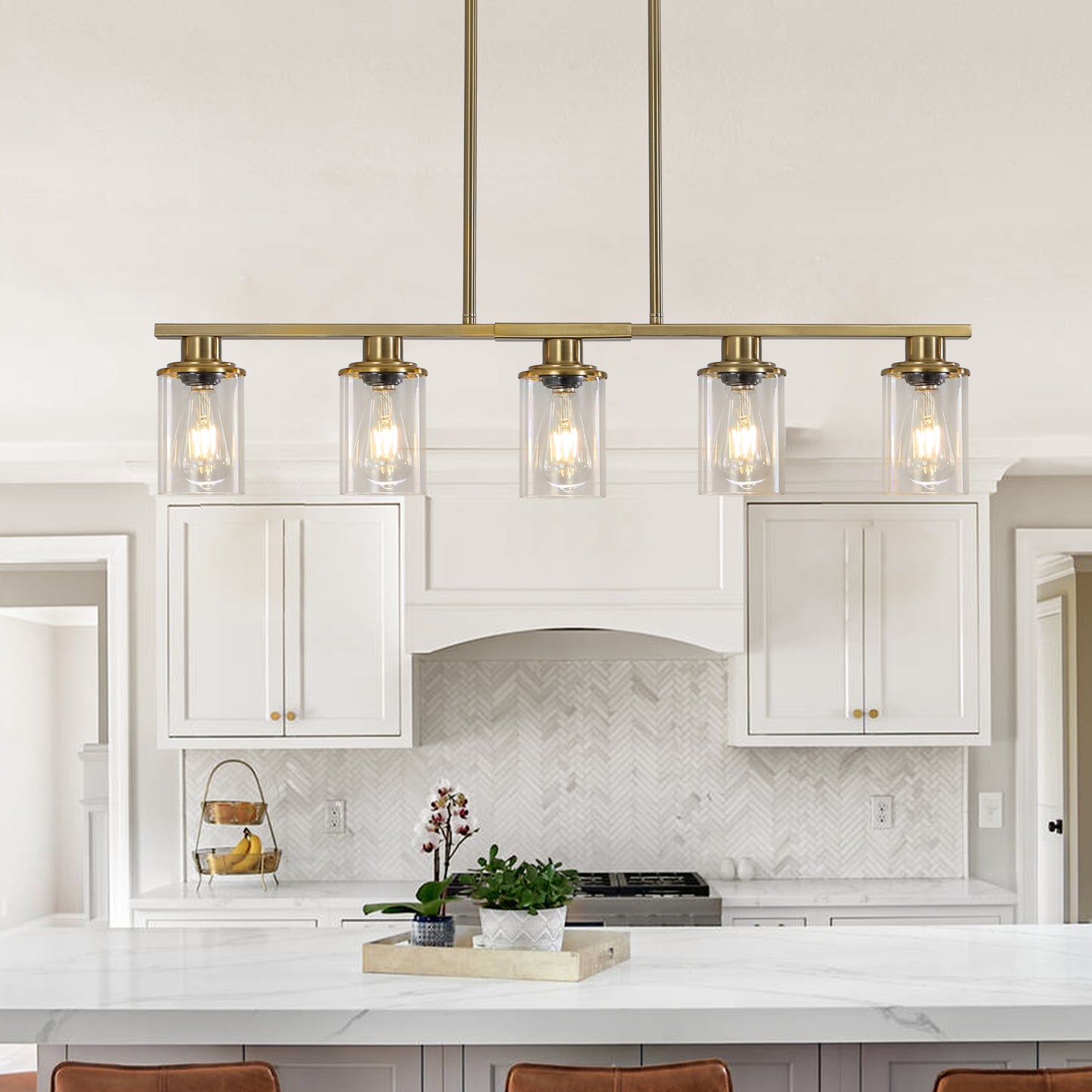 Sleek Gold & Glass Chandelier