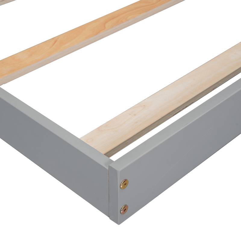 Cozy Twin House Bed with Handrails - Grey