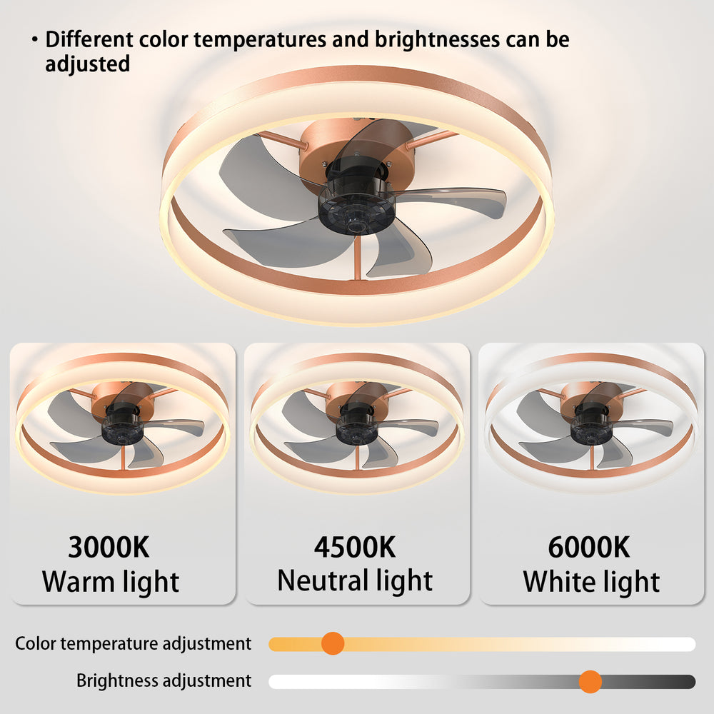 Dimmable Rose Gold Ceiling Fan with LED Lights