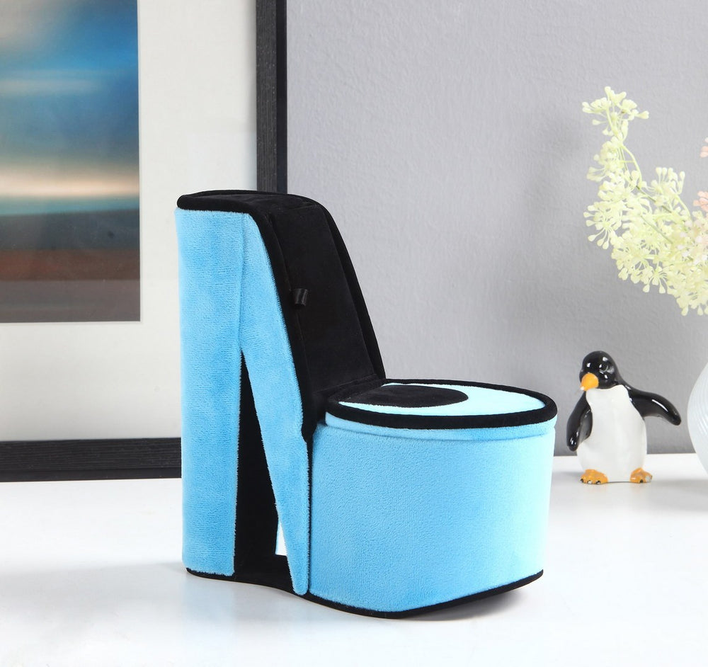 Chic Hidden Storage Jewelry Box - Turquoise Velvet High Heel Design