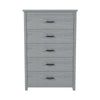 Rustic Charm Wooden Dresser with 5 Drawers in Light Gray