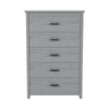 Rustic Charm Wooden Dresser with 5 Drawers in Light Gray