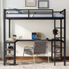 Chic Loft Bed with Desk & Shelves