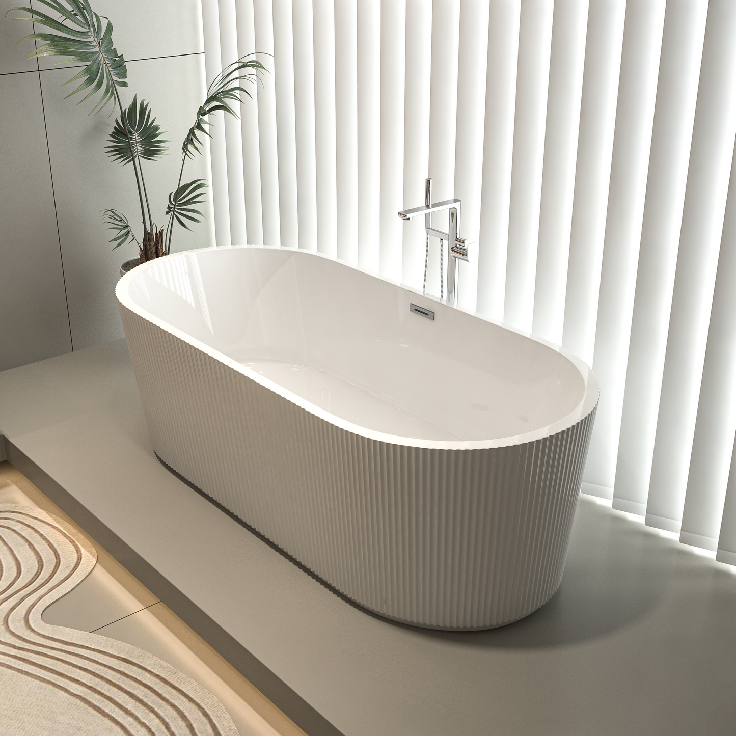 Fluted Elegance Freestanding Soaking Tub