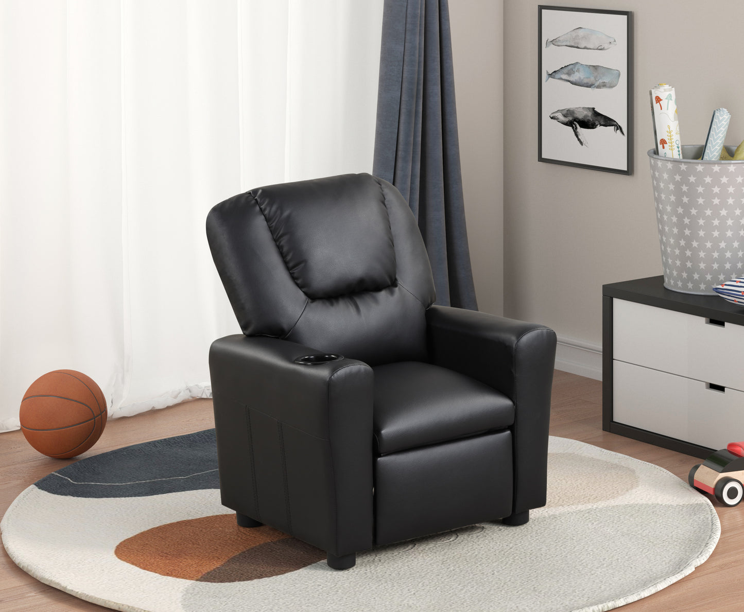 Cozy Kids' Recliner Chair with Cupholder