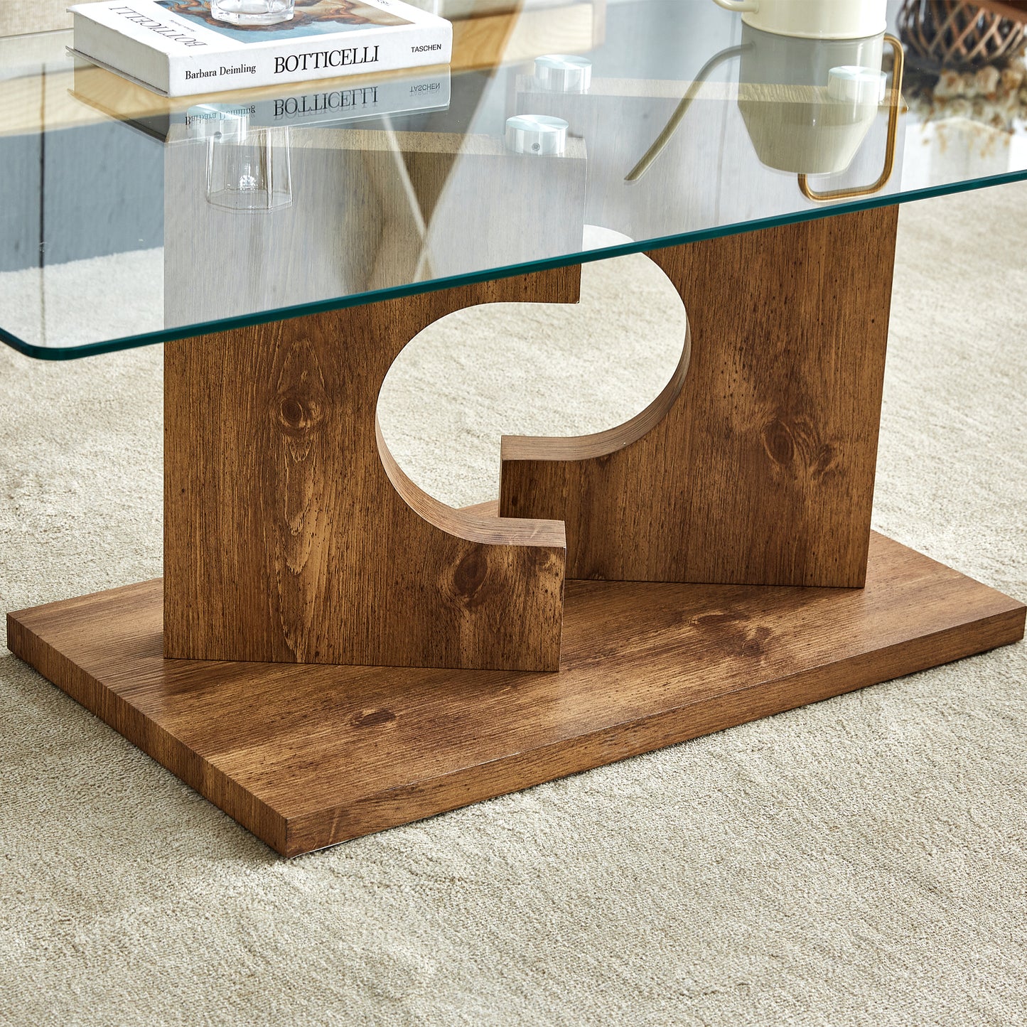 Chic Glass & Wood Coffee Table