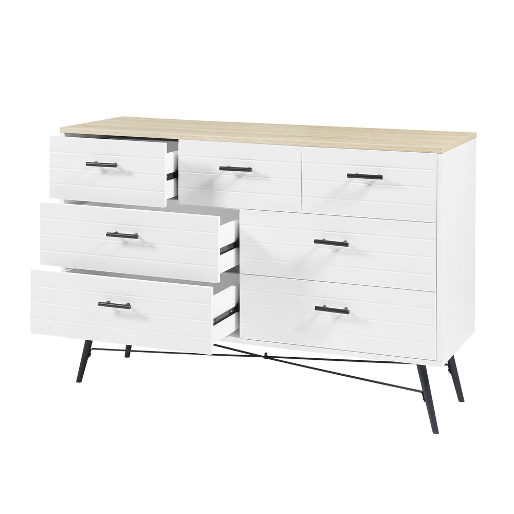 Elegant Deep Drawer Dresser in White and Oak