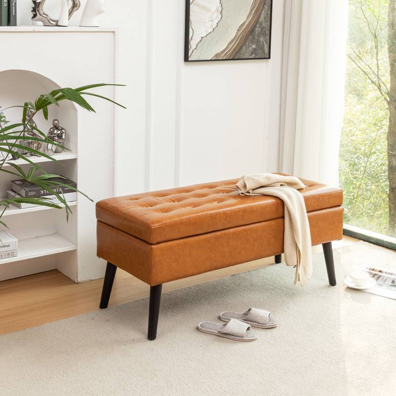 Stylish Leather Storage Bench