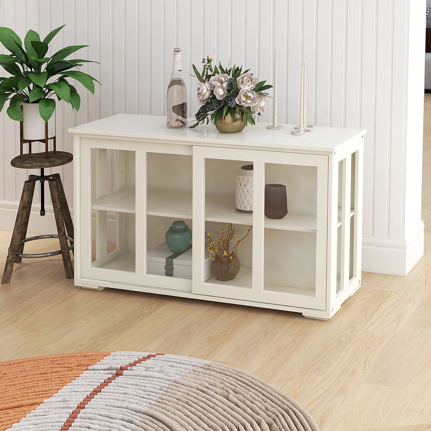 Sleek White Glass Cabinet