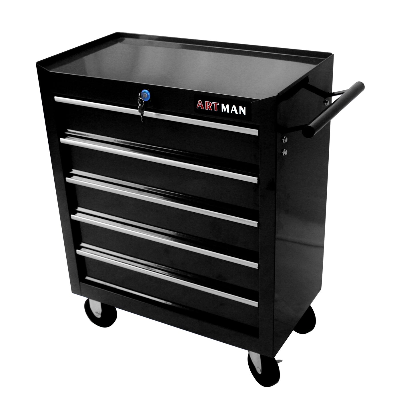 Rolling Tool Organizer with Five Drawers - Black