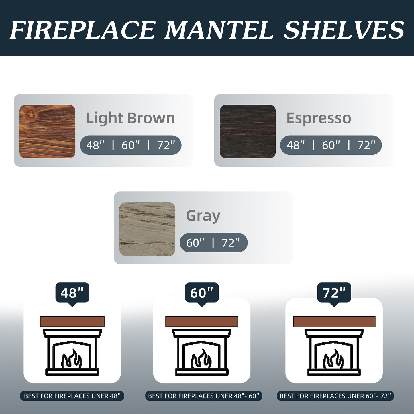 Rustic Charm Wall-Mount Fireplace Mantel & Shelf