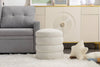 Ivory Velvet Round Ottoman