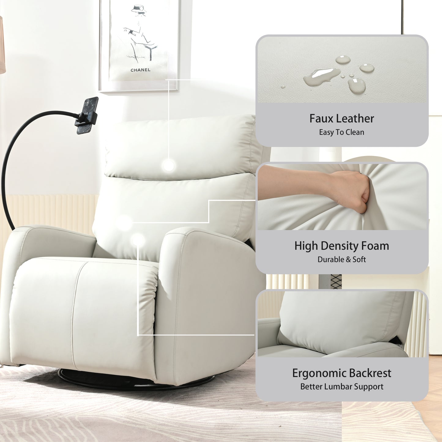 Cozy Glider Recliner with USB Ports – Perfect for Nursery & Living Room!