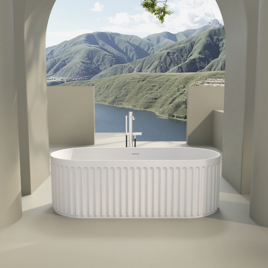 Sleek Matte White Freestanding Soaking Tub