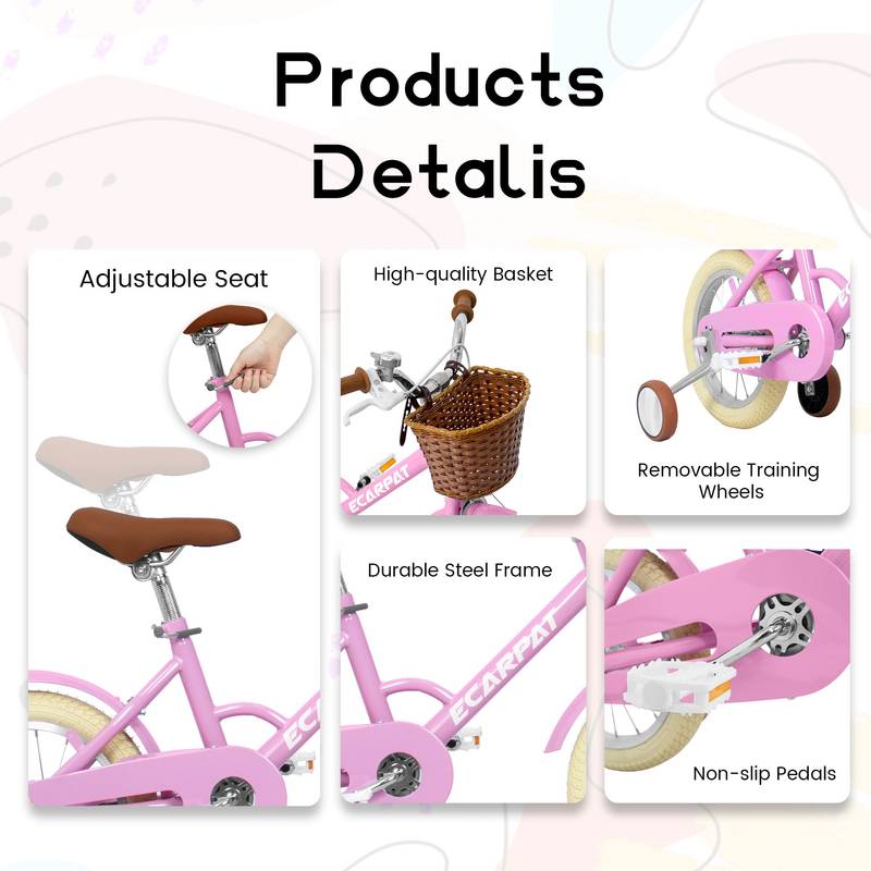 Ecarpat Girls' Adventure Bike for Little Riders