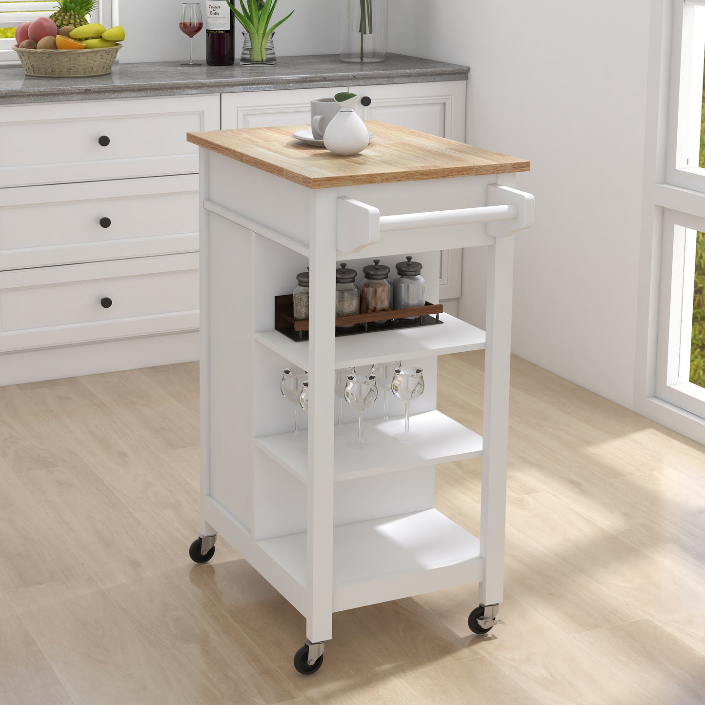 Versatile Rolling Kitchen Cart with Adjustable Shelves