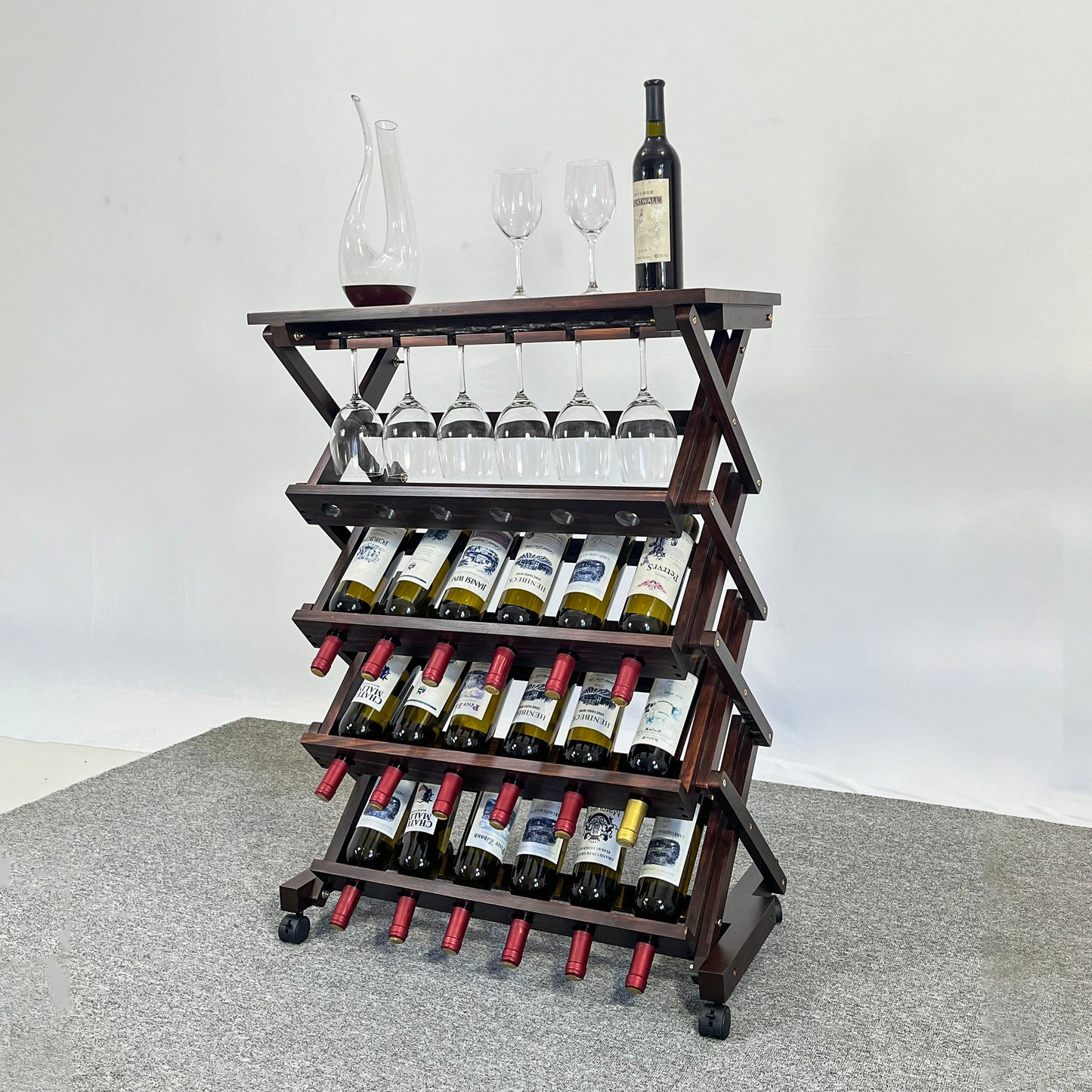 Chic Walnut Wine Display Rack