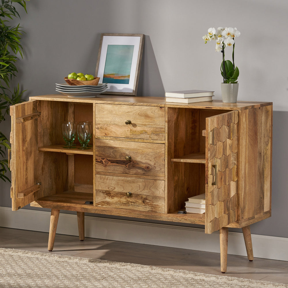 Chic 3-Drawer Sideboard with Trendy Doors