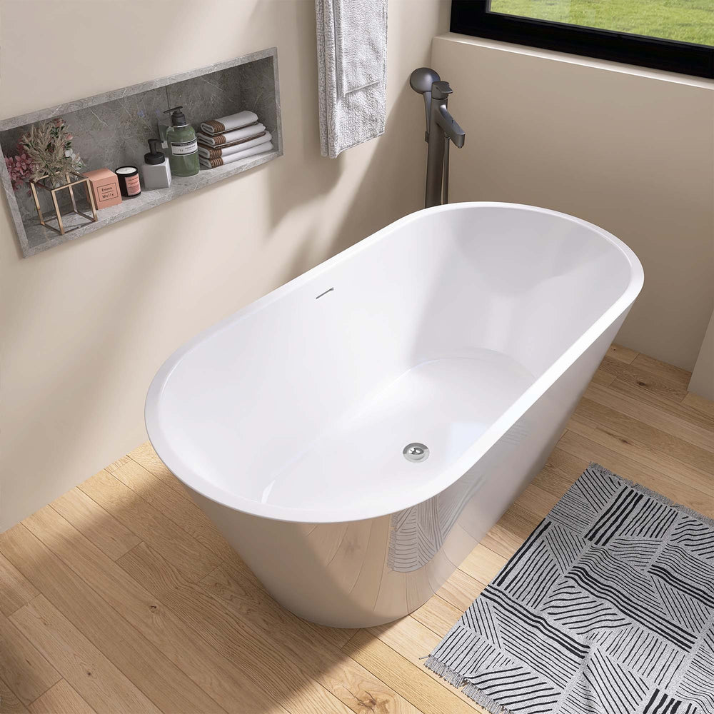 Classic Oval Freestanding Soaking Tub - Luxurious White Design