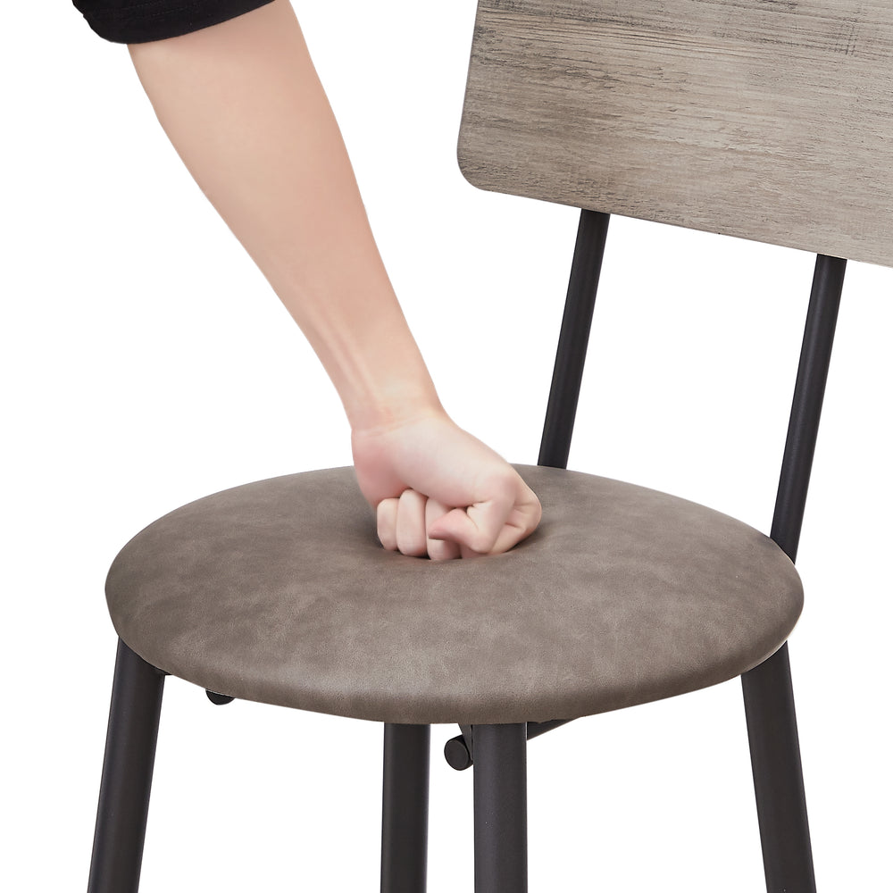 Cozy Grey Round Bar Stool Set with Backrest and Shelf