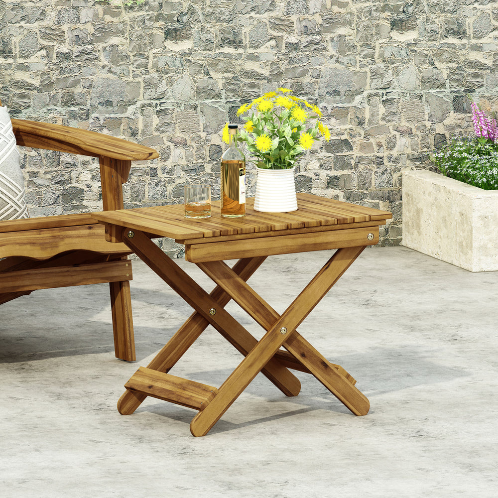 Charming Foldable Wooden Side Table for Outdoor Relaxing