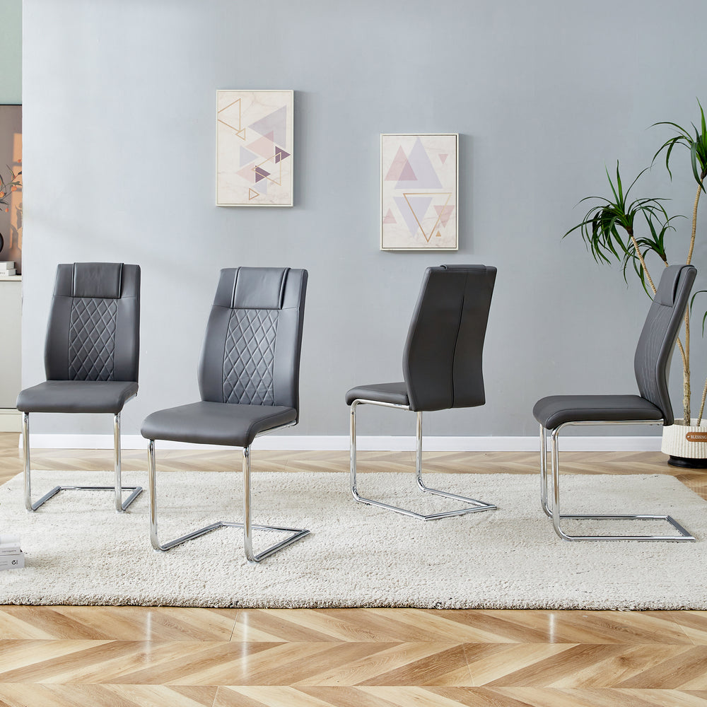 Sleek Faux Leather Dining Chairs - Set of Four